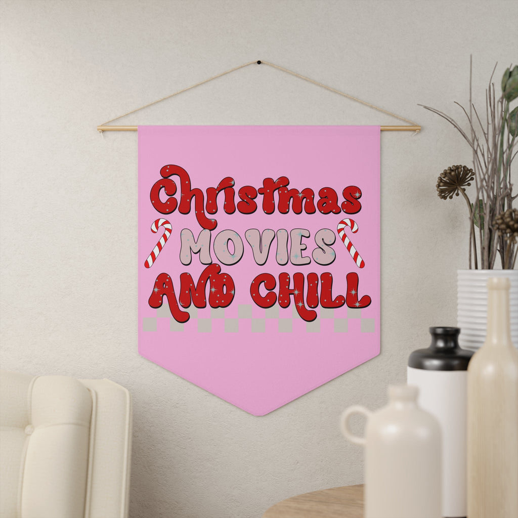 Christmas Movies And Chill Christmas Print Wall Hanging Banner Flag