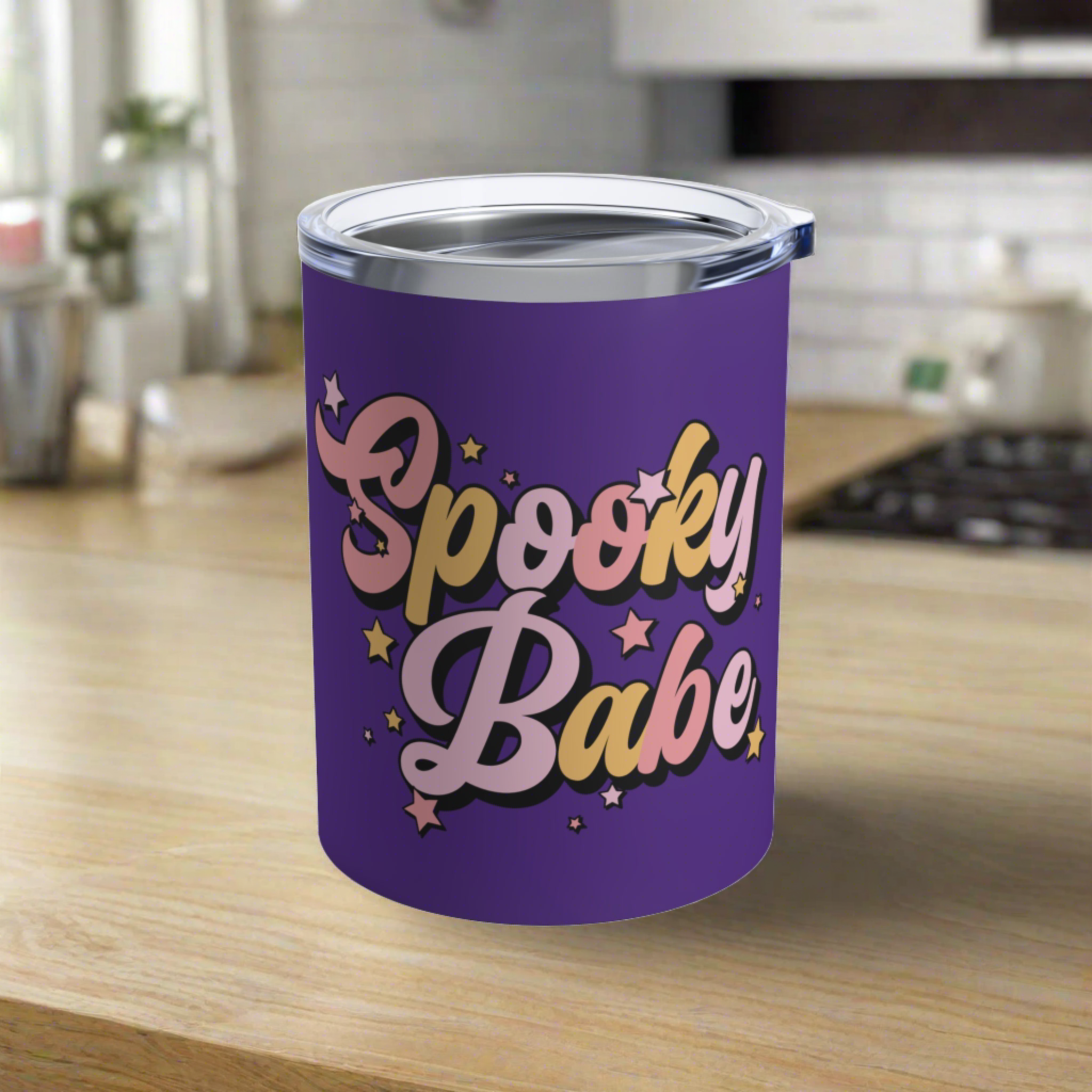 Spooky Babe Purple Halloween Print Stainless Steel Tumbler 10oz