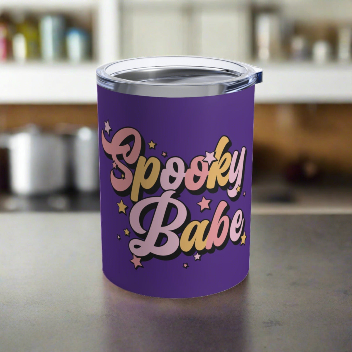 Spooky Babe Purple Halloween Print Stainless Steel Tumbler 10oz