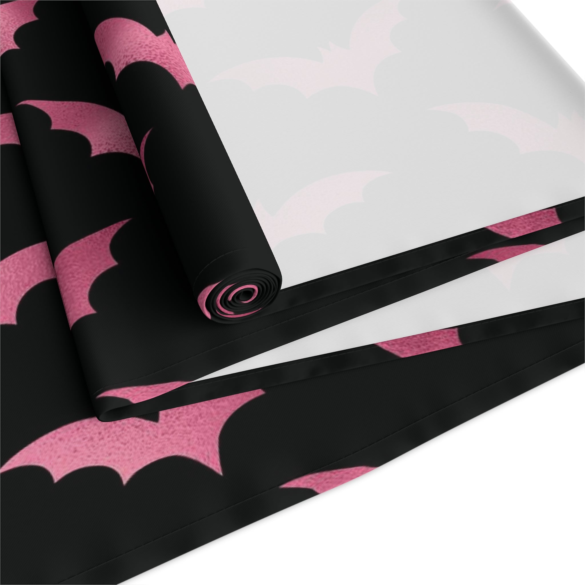 Pink Bats Halloween Decor Cotton Poly Table Runner