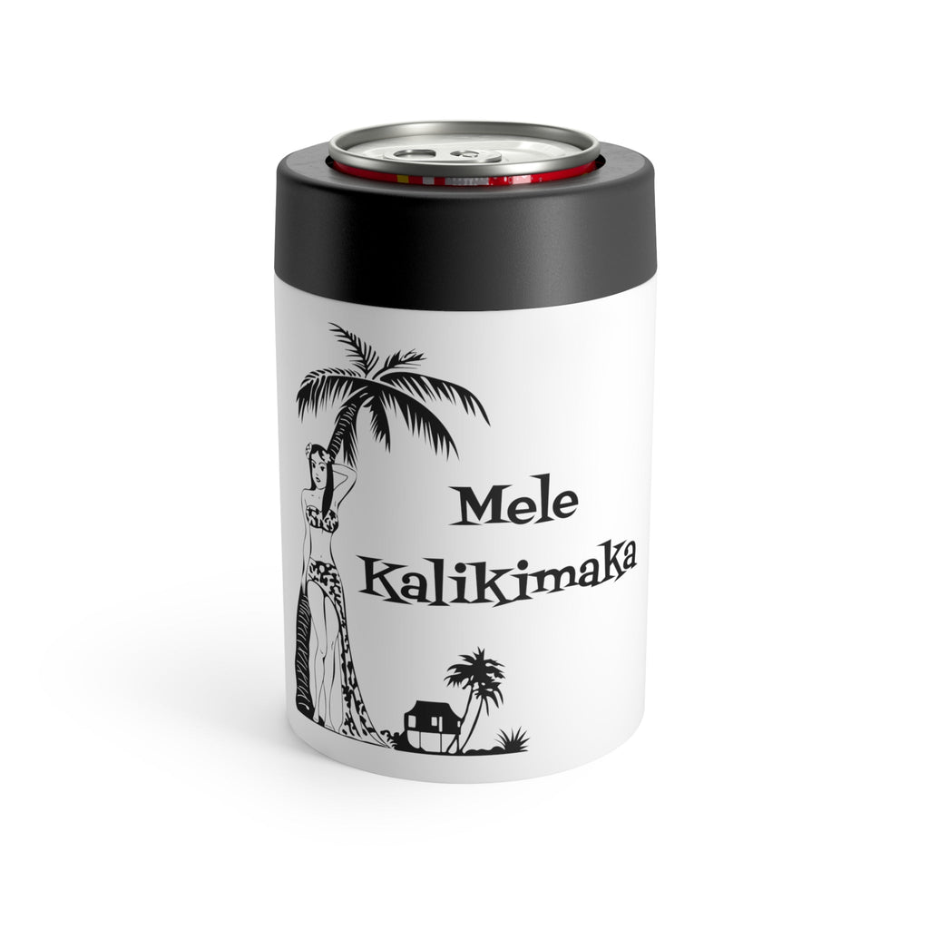 Mele Kalikimaka Hawaiian Girl Atomic Mid Century Retro Christmas Stainless Steel Can Holder