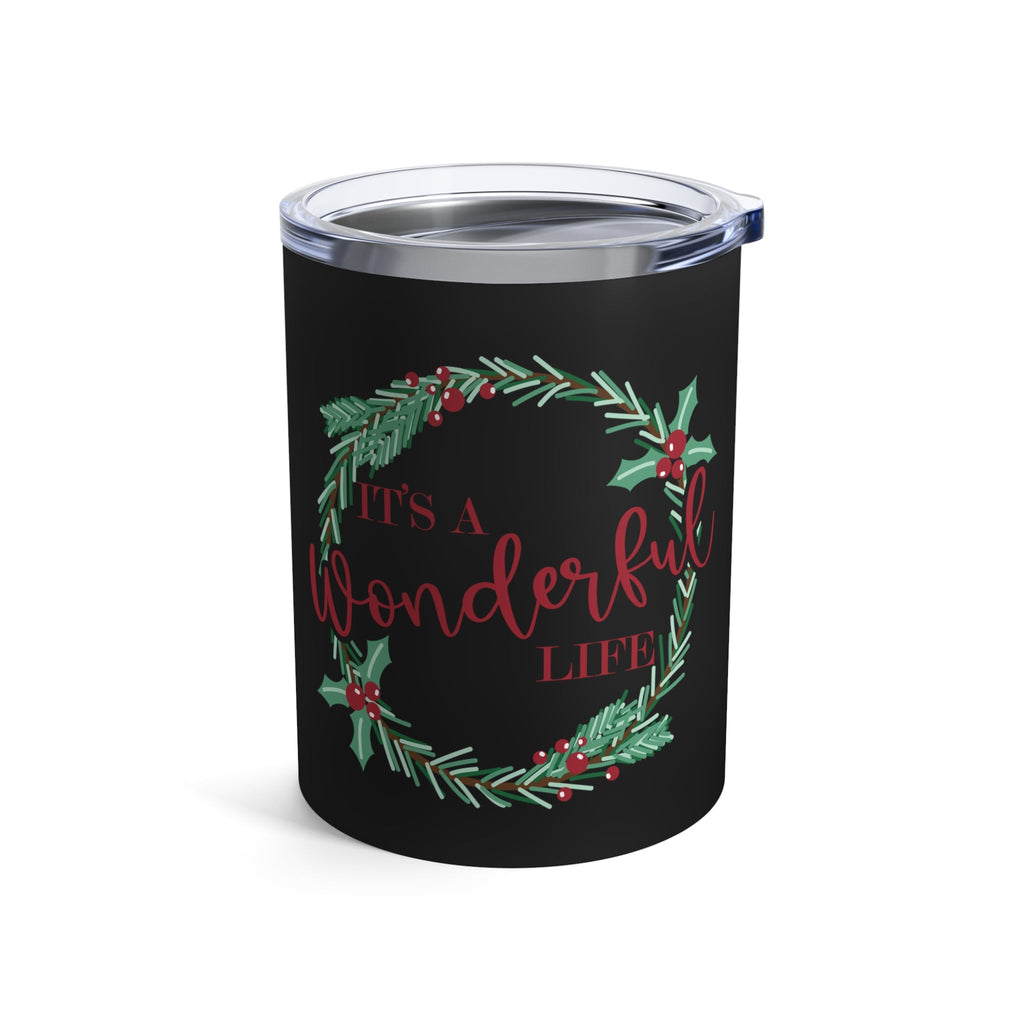 It's A Wonderful Life Christmas Wreath Black Stainless Steel Tumbler 10oz