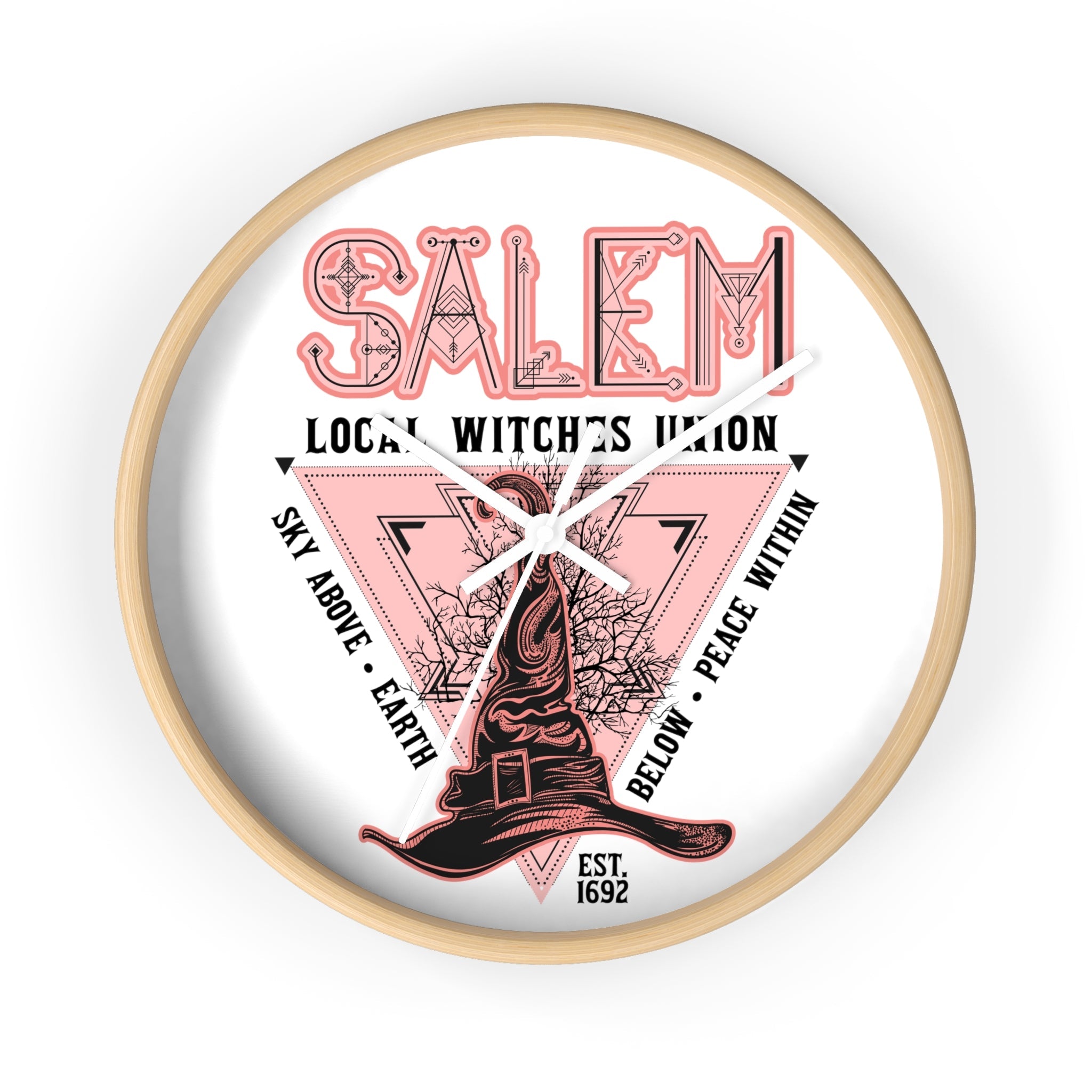 Salem Witches Union Halloween Fall Print Decor Wall Clock