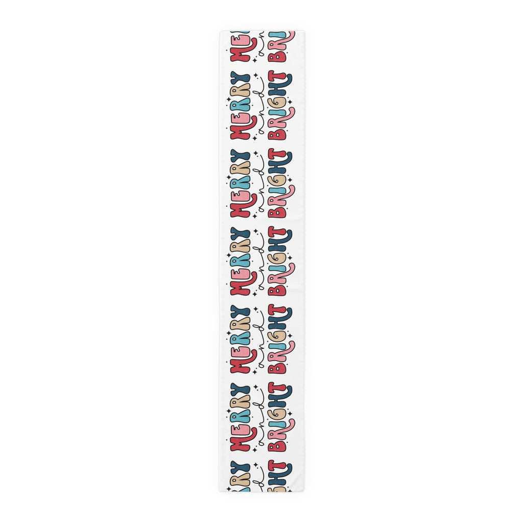 Merry And Bright Christmas Print Home Decor Cotton Poly Table Runner