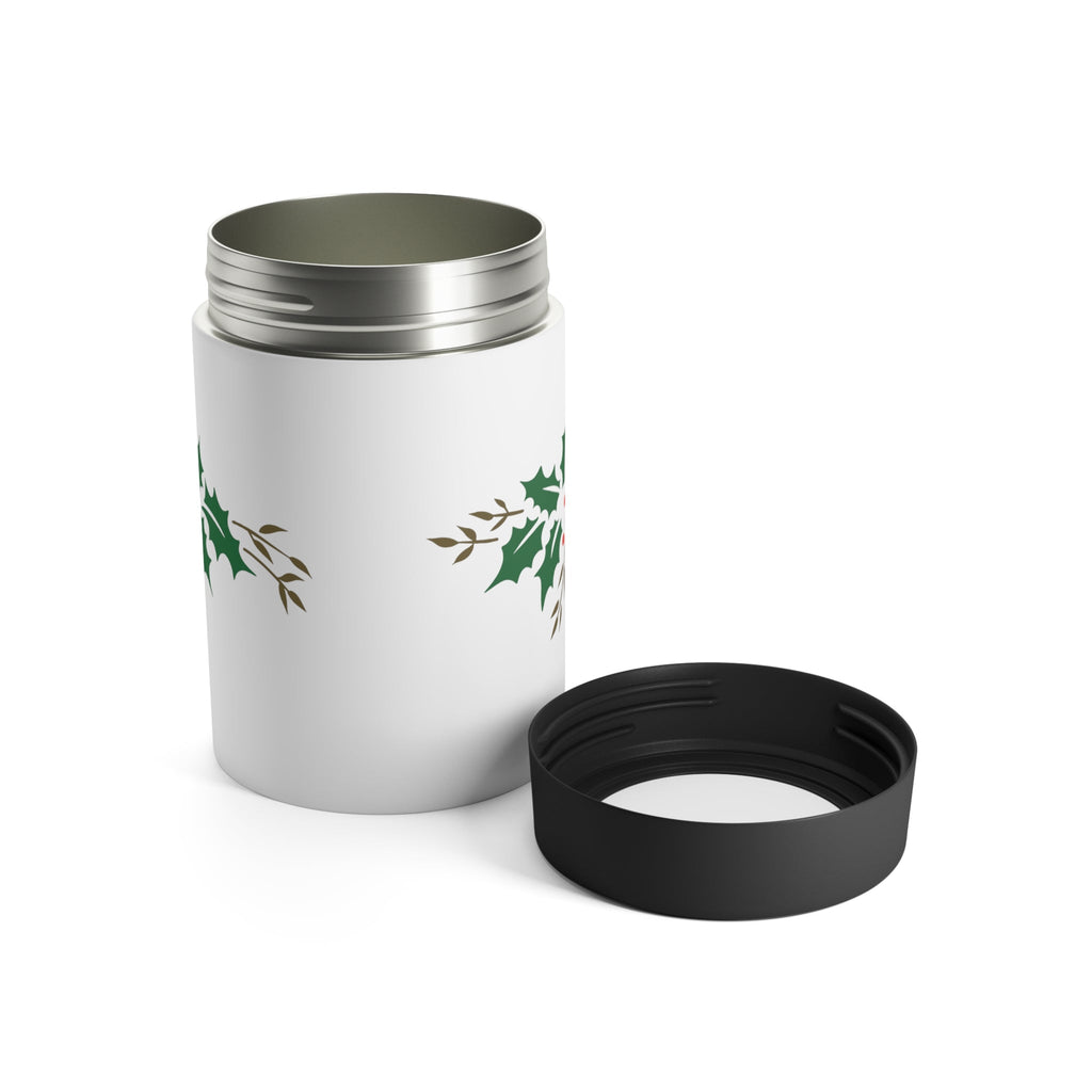 Christmas Holly Mid Century Retro Christmas Print Stainless Steel Can Holder