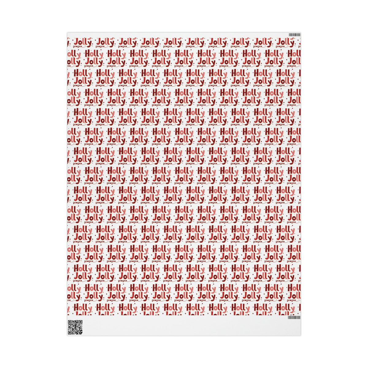 Holly Jolly Season Retro Style Christmas Print Holiday Gift Wrap Paper - Glossy Or Matte