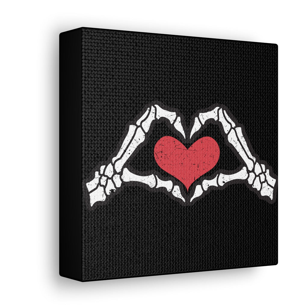 Skeleton Heart Hands Distressed Style Print Canvas Gallery Wrap