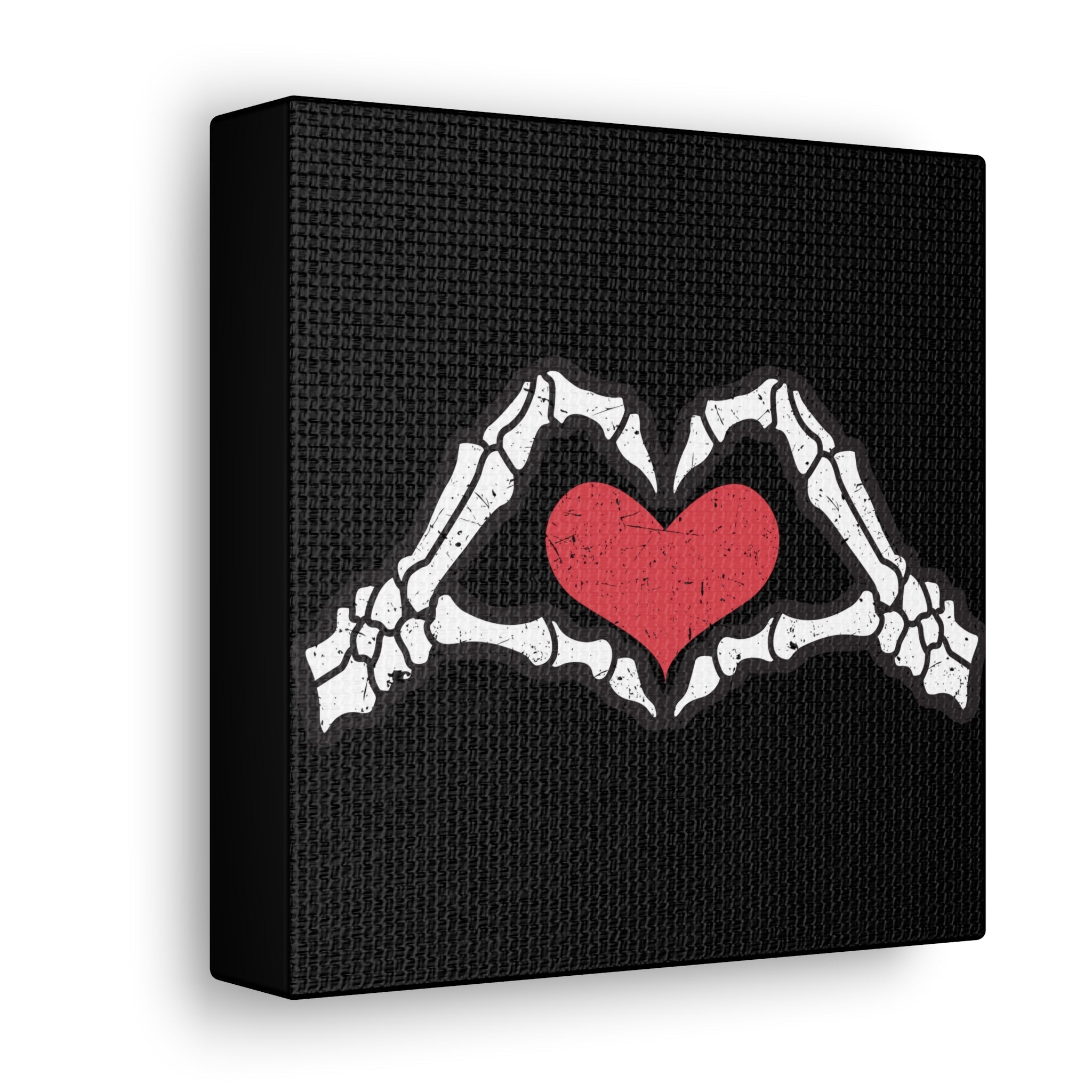 Skeleton Heart Hands Distressed Style Print Canvas Gallery Wrap