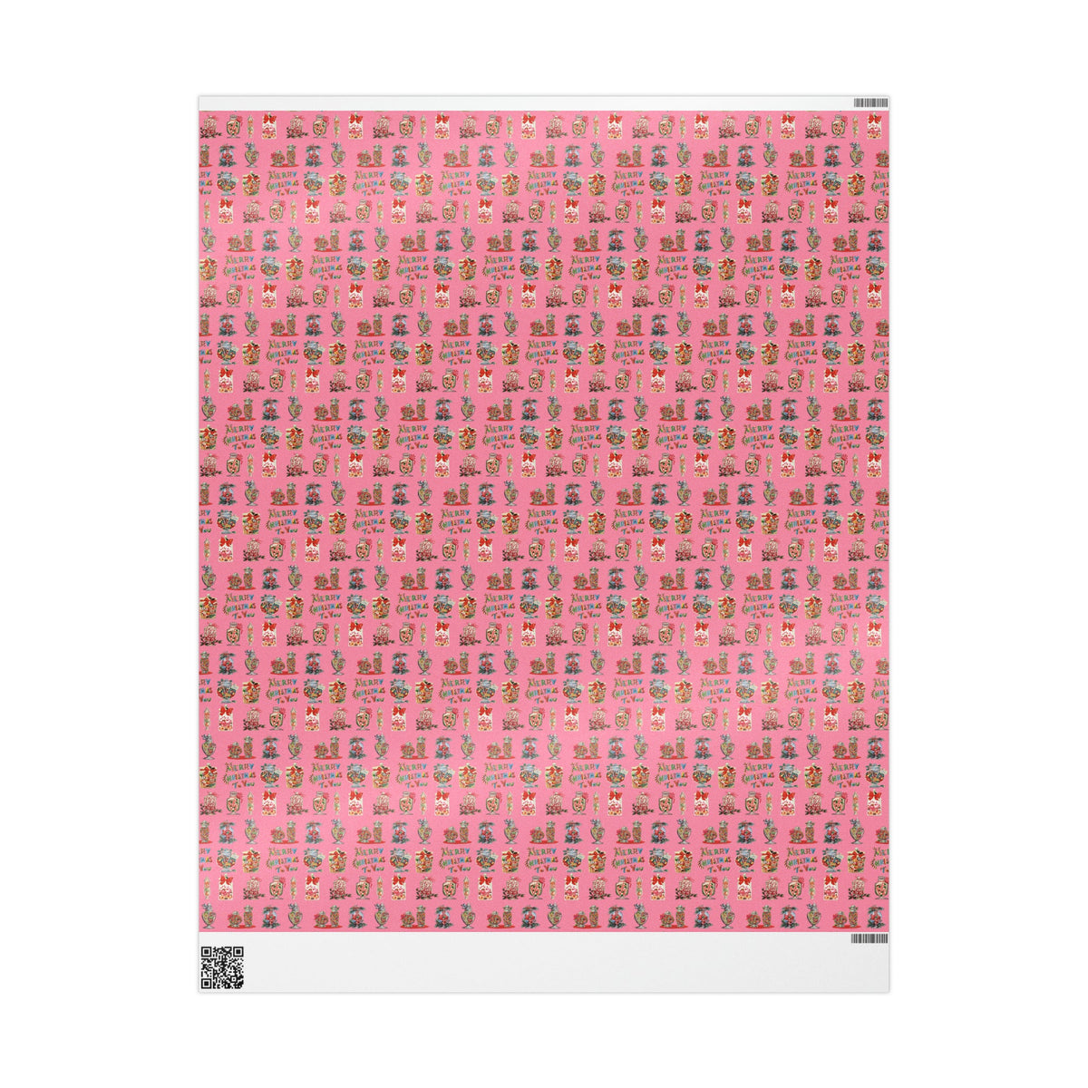 Merry Christmas To You Christmas Candy Pink Mid Century Retro Christmas Print Holiday Gift Wrap Paper - Glossy Or Matte