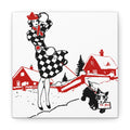 Christmas Lady And Dog Canvas Gallery Wrap - Retro Style