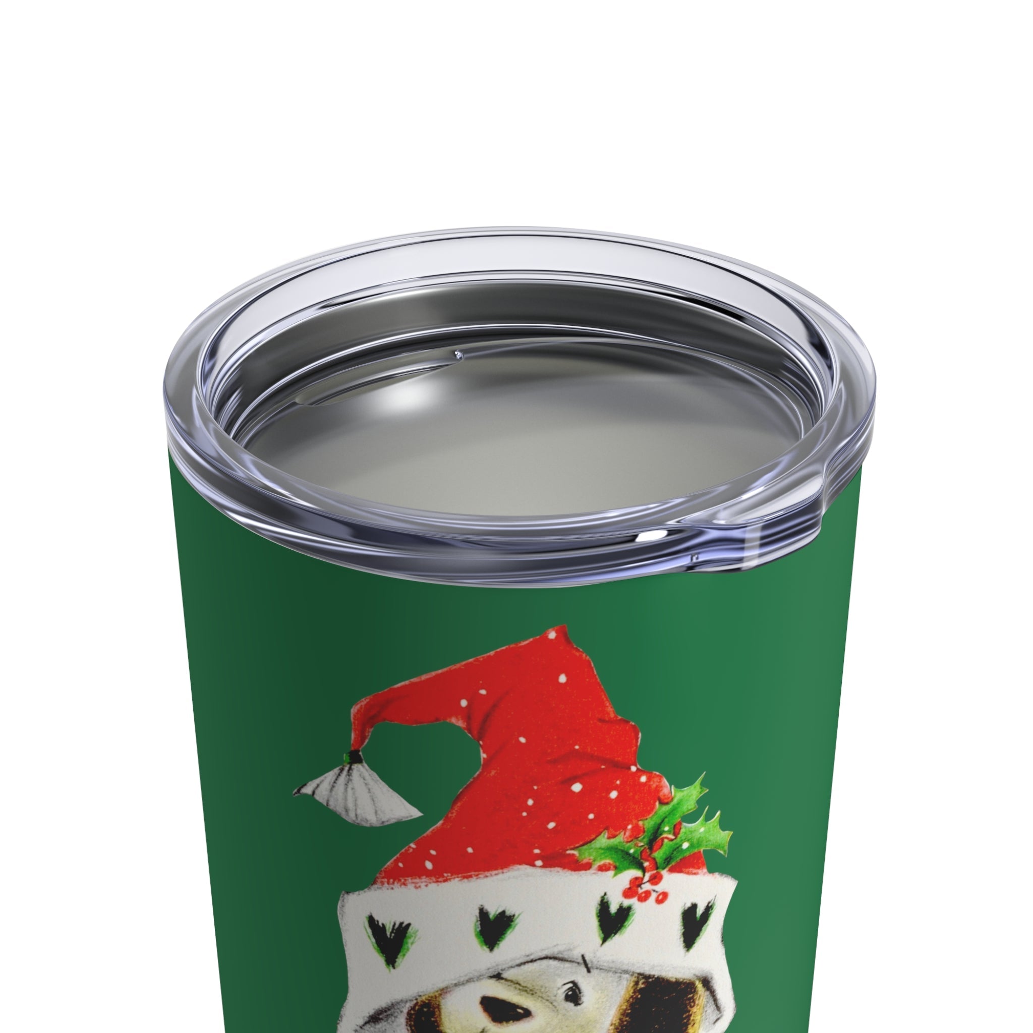 Christmas Dalmation Puppy In Santa Hat Retro Christmas Print Stainless Steel Tumbler 10oz