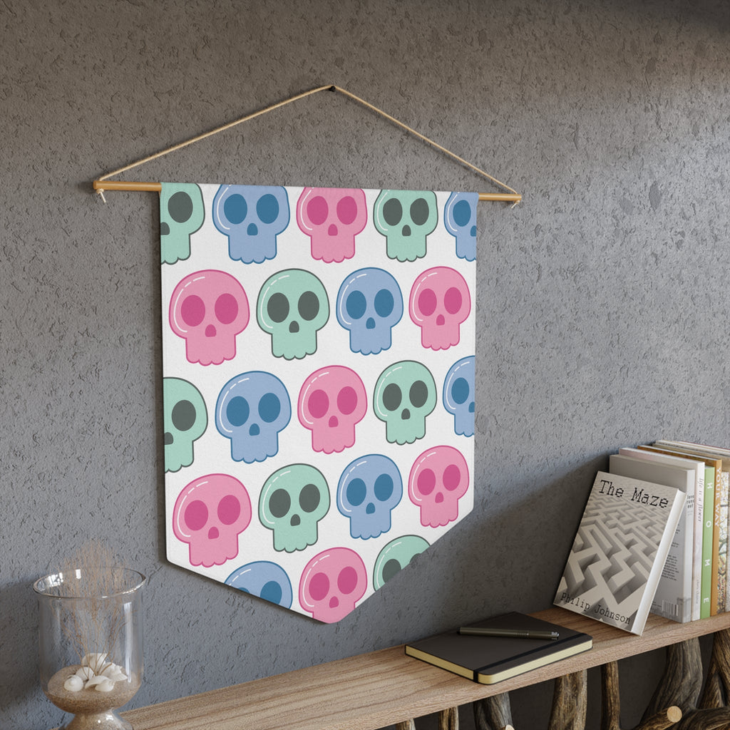 Pastel Goth Skulls Print Cute Halloween Pennant Banner Wall Hanging