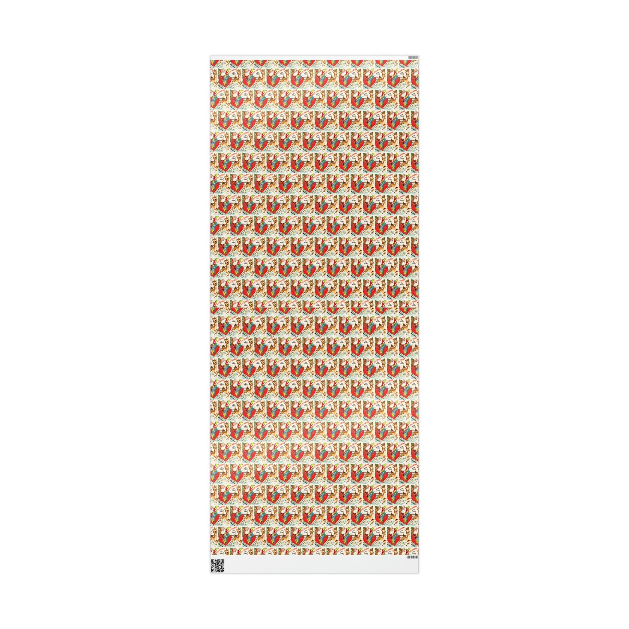 A Jolly Christmas Dear Friend Santa In Sleigh With Reindeer Mid Century Retro Christmas Print Holiday Gift Wrap Paper - Glossy Or Matte