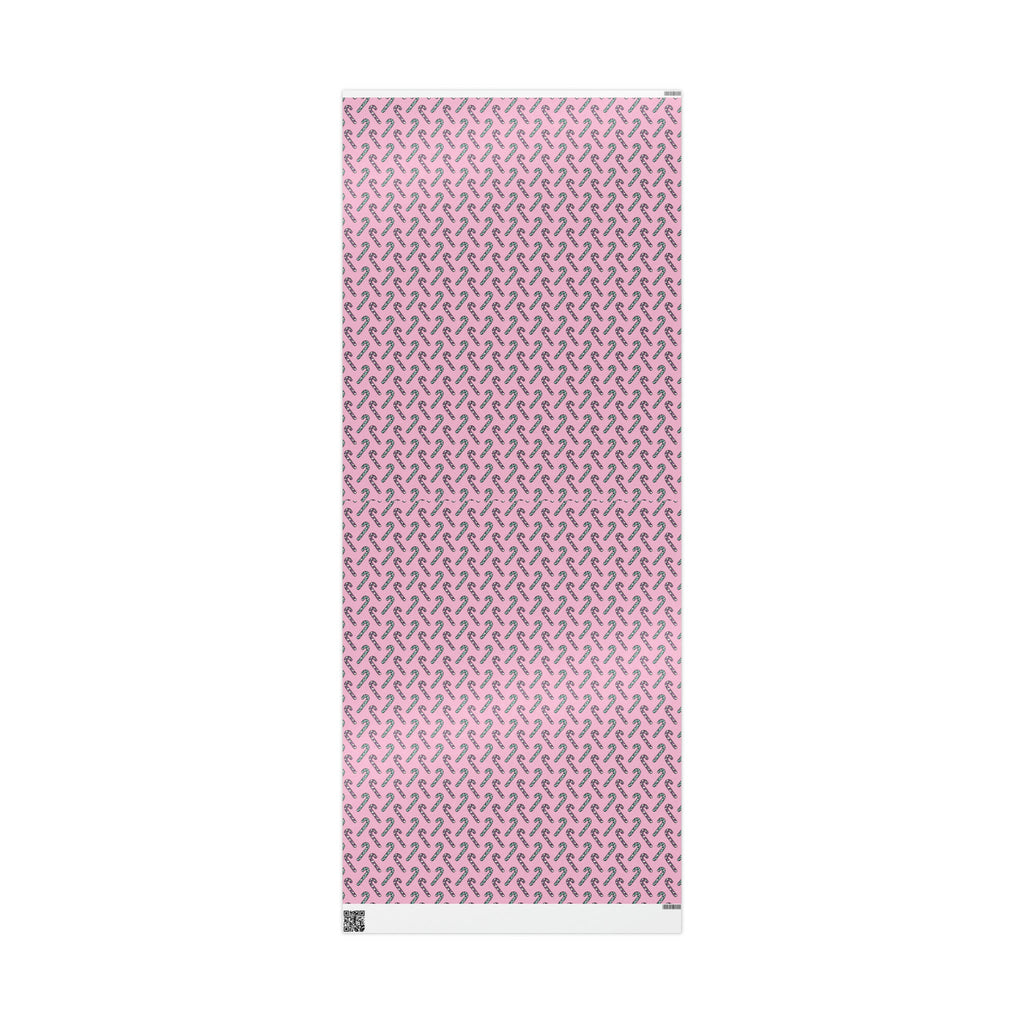 Pink And Teal Pastel Candy Canes Pink Christmas Print Holiday Gift Wrap Paper - Glossy Or Matte