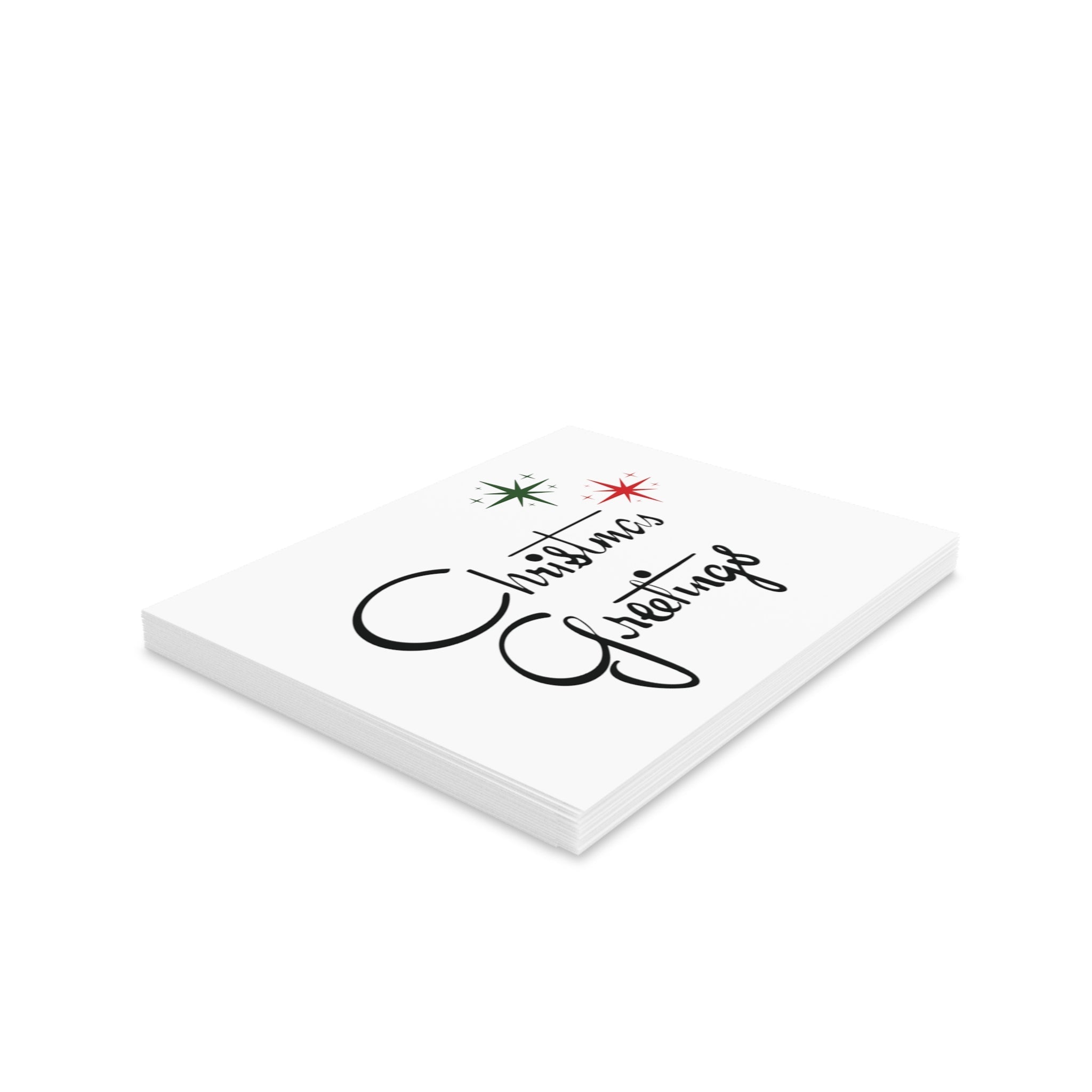 Christmas Greetings Starburst Atomic Mid Century Retro Christmas Style Matte Greeting Cards (8, 16, and 24 pcs)