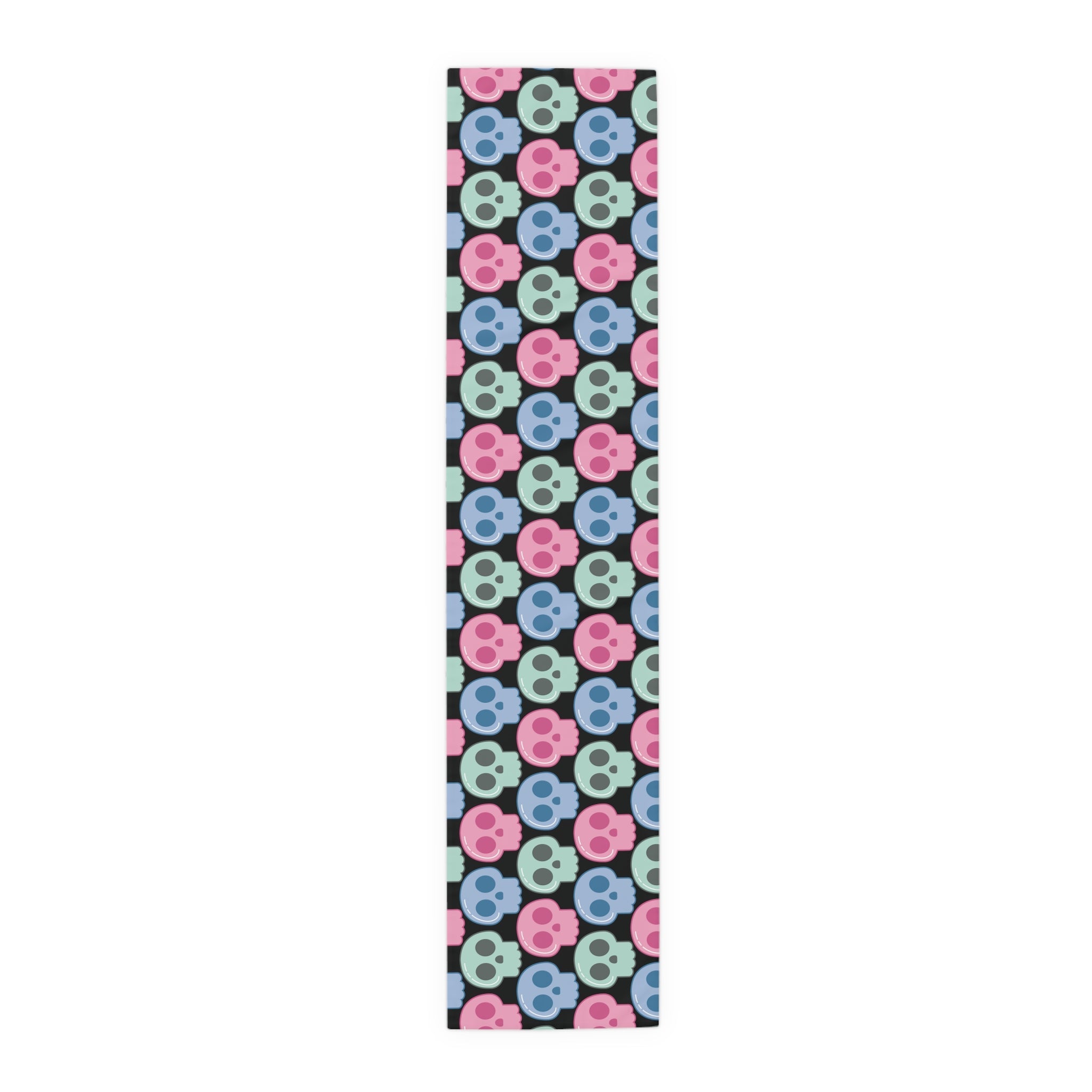 Pastel Goth Skulls Cute Halloween Black Decor Cotton Poly Table Runner