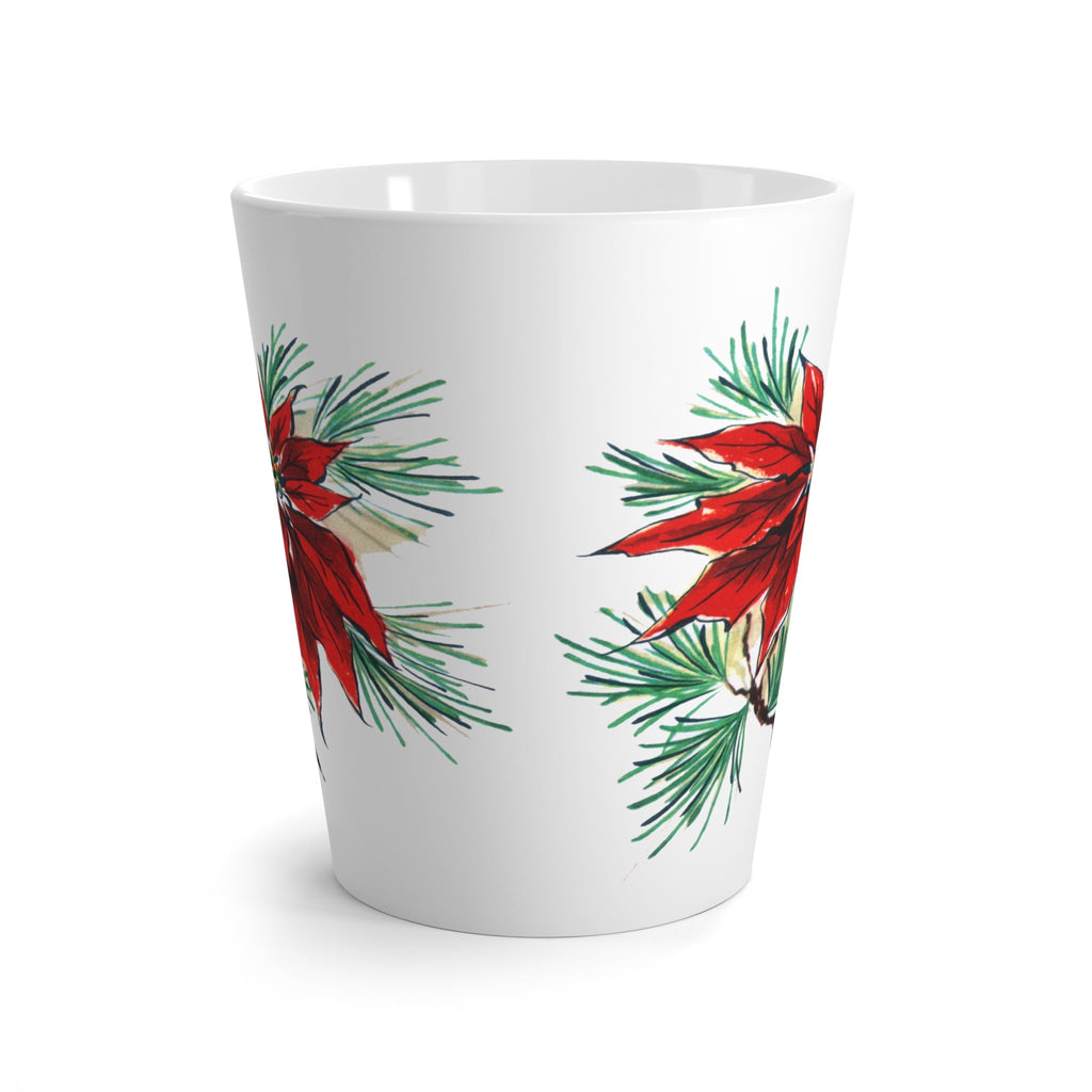 Christmas Poinsettia Christmas Mid Century Retro Christmas Print Latte Coffee Mug