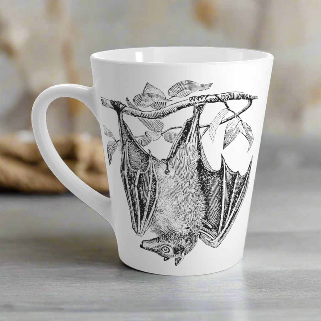 Retro Bat Halloween Print Latte Coffee Mug