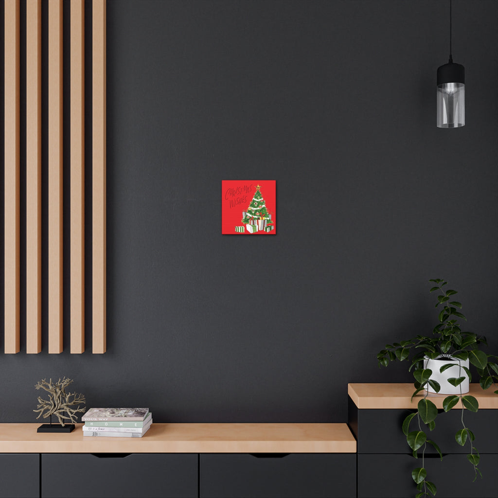Christmas Wishes Christmas Tree Mid Century Retro Christmas Print Canvas Gallery Wrap