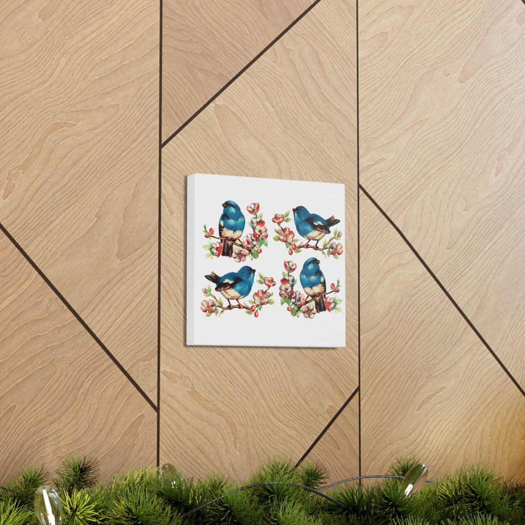 Bluebirds Canvas Gallery Wrap - Retro Style