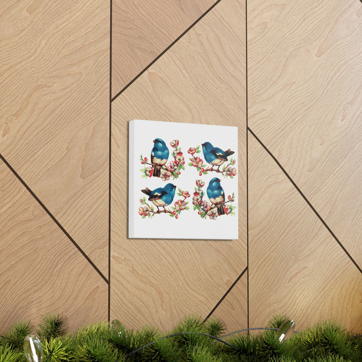 Bluebirds Canvas Gallery Wrap - Retro Style