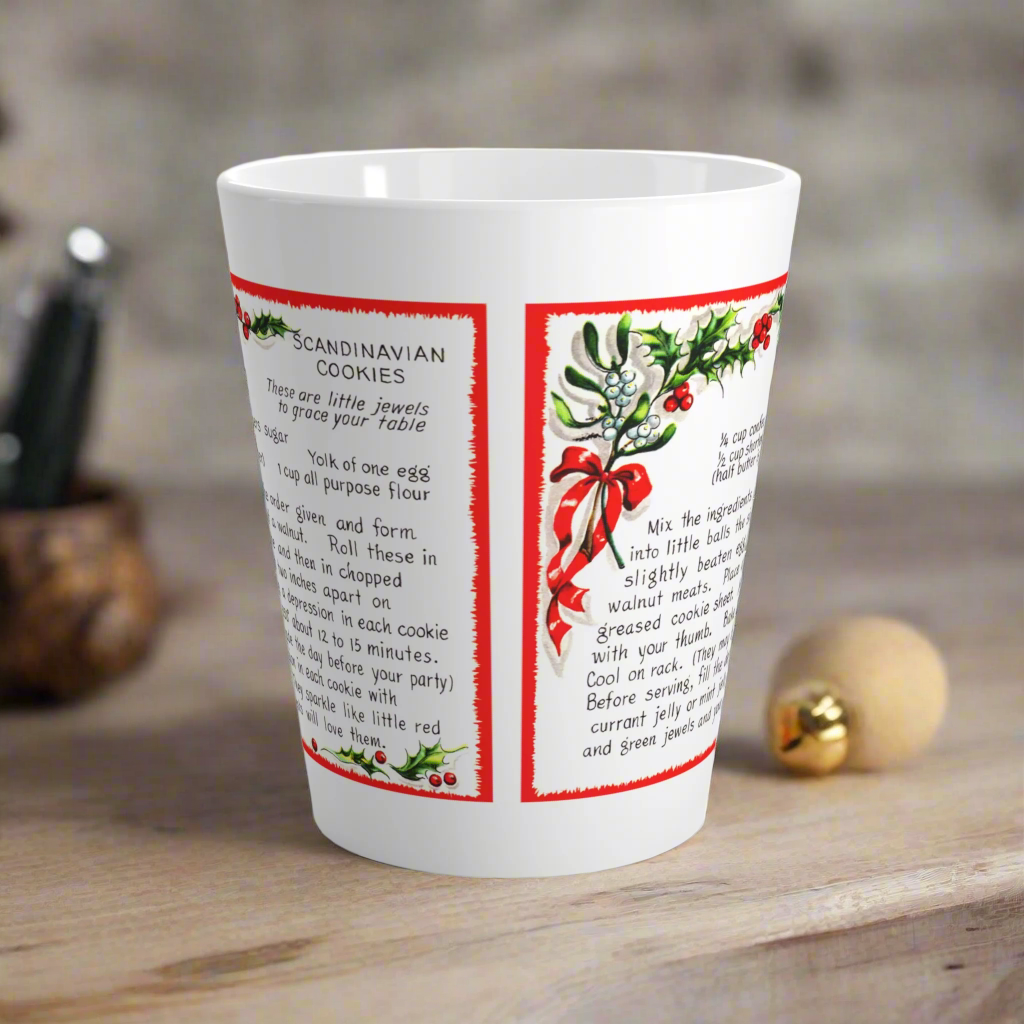 Scandinavian Cookies Vintage Christmas Recipe Latte Coffee Mug