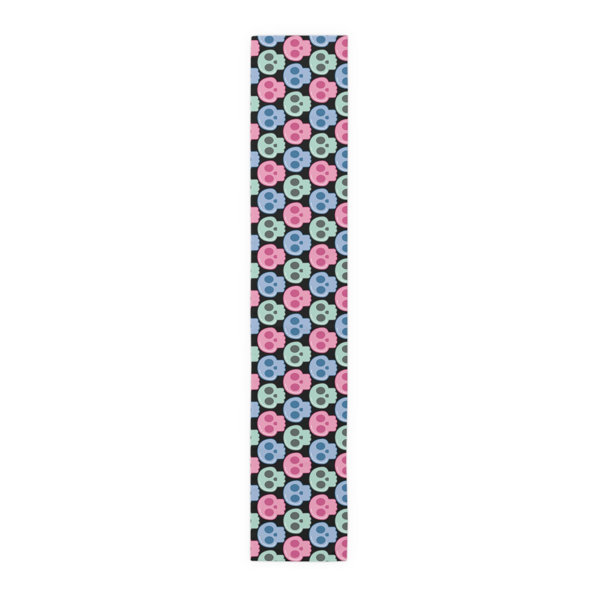 Pastel Goth Skulls Cute Halloween Black Decor Cotton Poly Table Runner