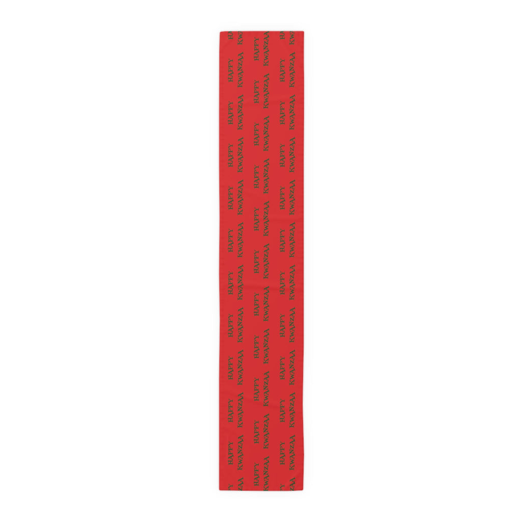 Happy Kwanzaa Red And Green Atomic Mid Century Retro Style Kwanzaa Decor Cotton Poly Table Runner