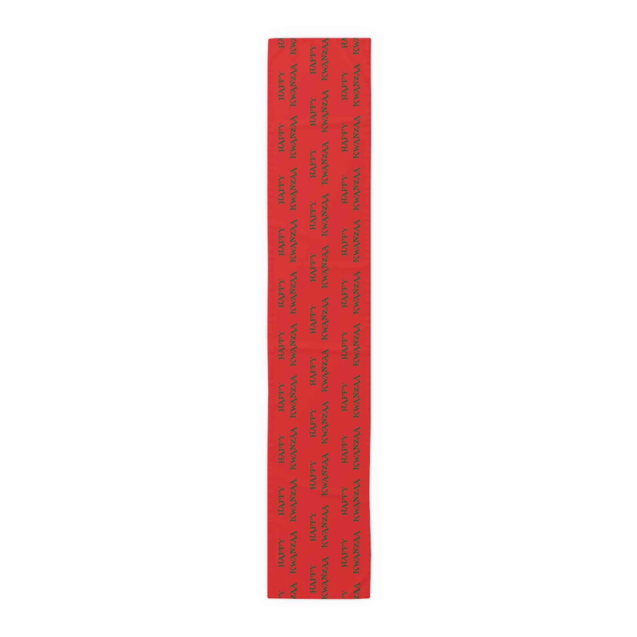 Happy Kwanzaa Red And Green Atomic Mid Century Retro Style Kwanzaa Decor Cotton Poly Table Runner