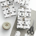 Mrs. And Mrs. Atomic Mid Century Retro Style Wedding Holiday Gift Wrap Paper - Glossy Or Matte