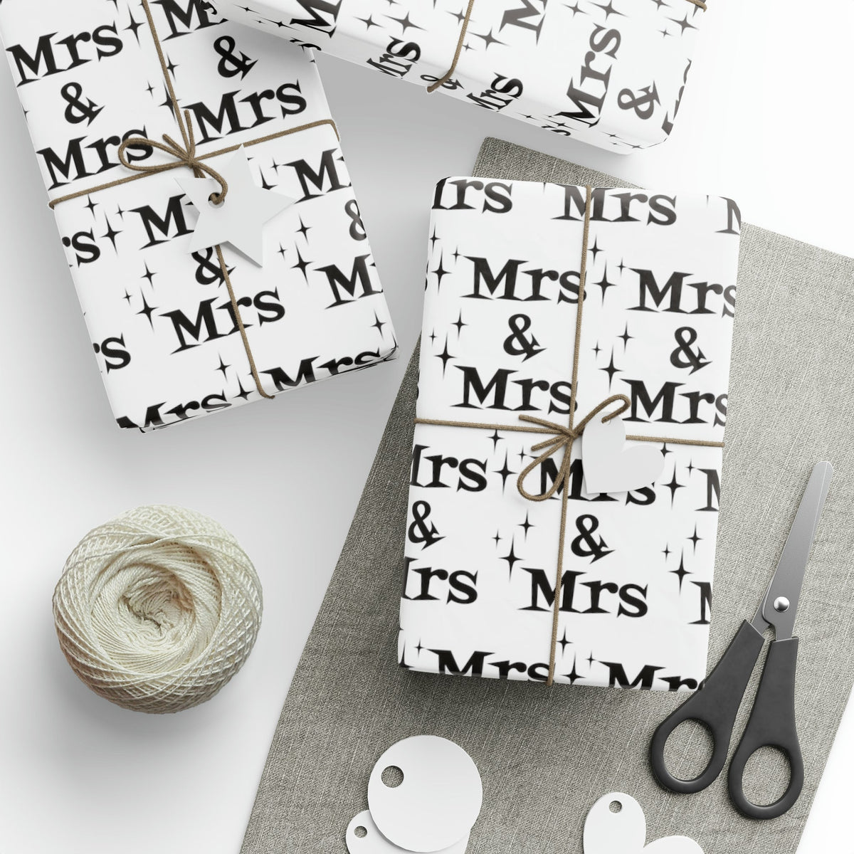 Mrs. And Mrs. Atomic Mid Century Retro Style Wedding Holiday Gift Wrap Paper - Glossy Or Matte