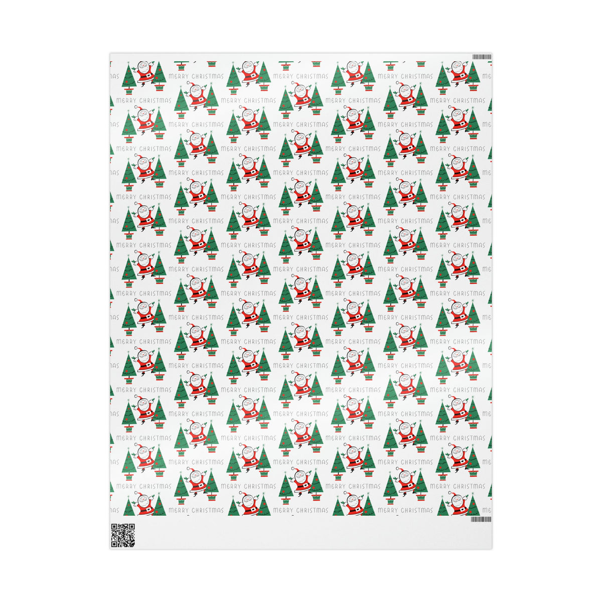 Merry Christmas Santa Christmas Trees Mid Century Retro Christmas Print Holiday Gift Wrap Paper - Glossy Or Matte