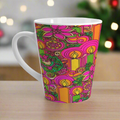 Christmas Candles Wreaths Retro Mod Latte Coffee Mug