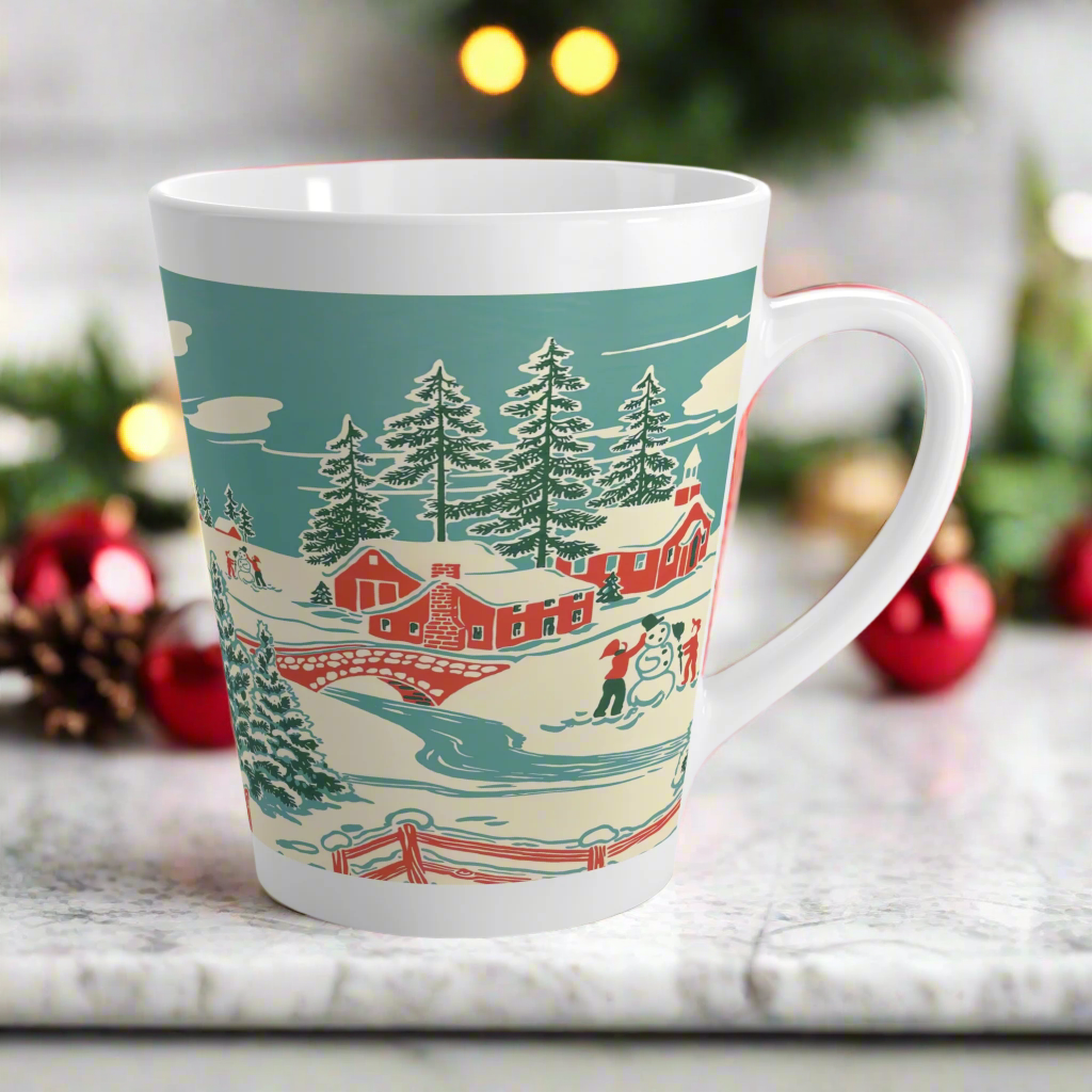 Christmas Winter Scene Retro Christmas Latte Coffee Mug