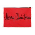 Merry Christmas Red Mid Century Retro Christmas Print Polyester Accessory Travel Pouch