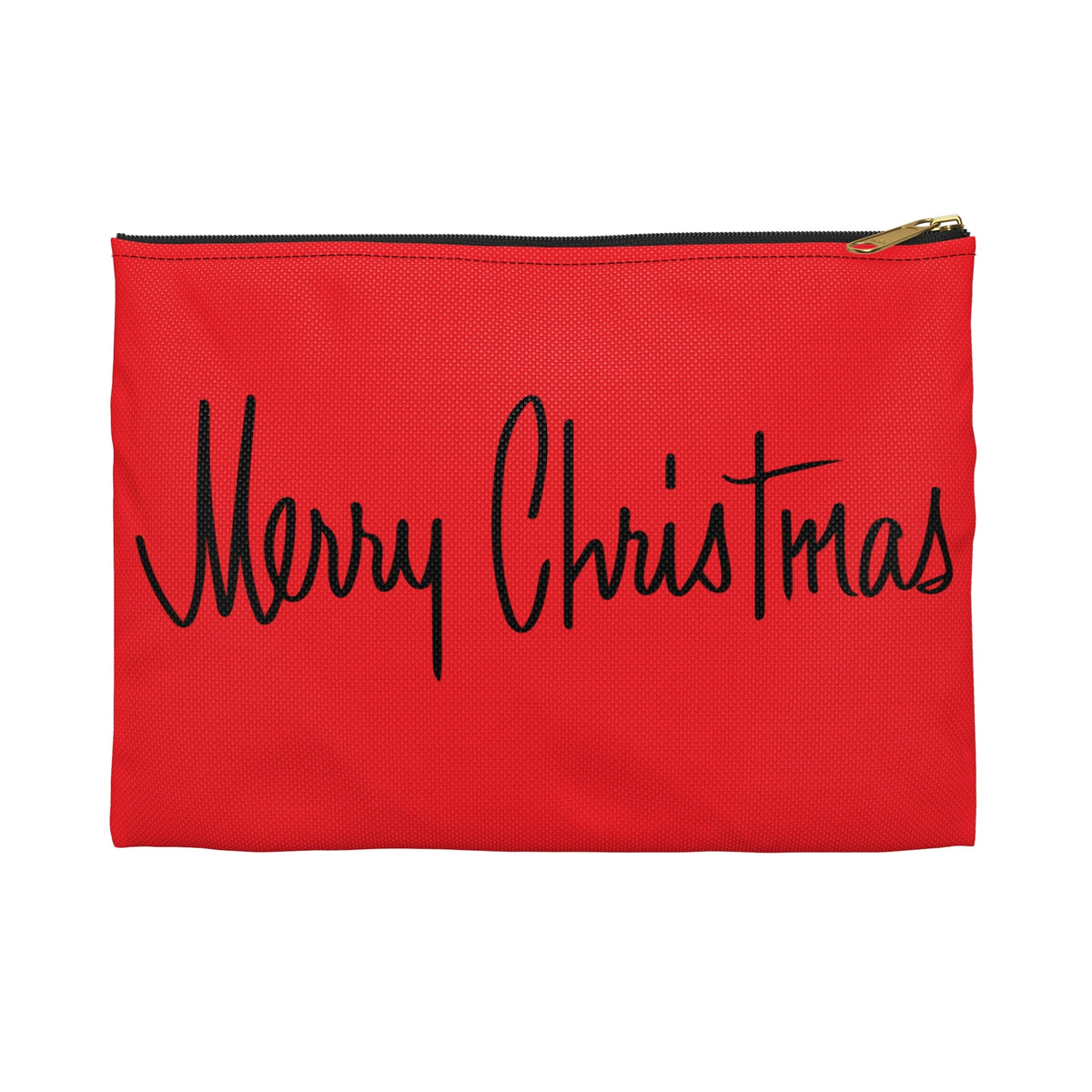 Merry Christmas Red Mid Century Retro Christmas Print Polyester Accessory Travel Pouch