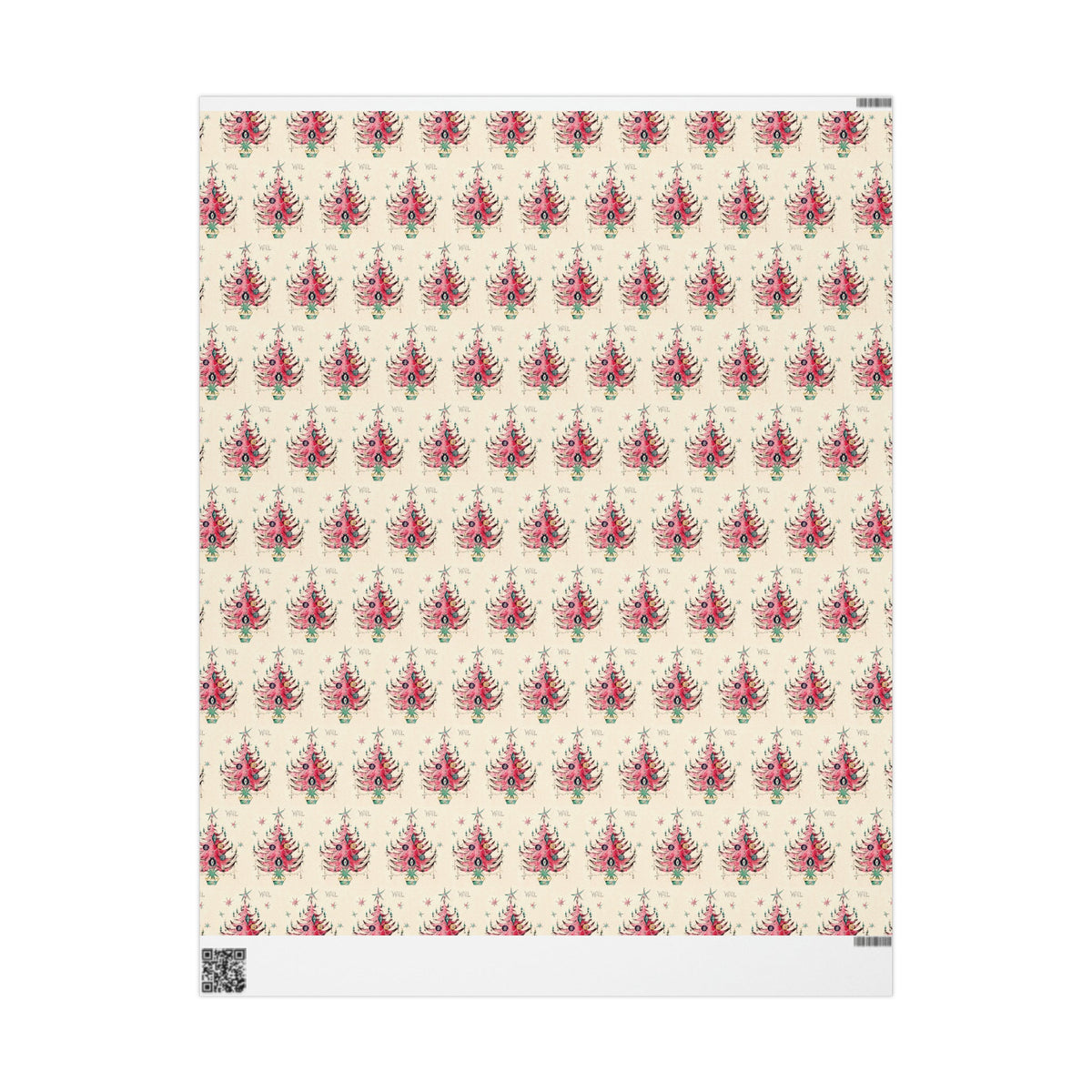 Noel Pink Christmas Trees Mid Century Retro Christmas Print Holiday Gift Wrap Paper - Glossy Or Matte