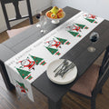 Merry Christmas Santa Christmas Trees Mid Century Retro Style Christmas Decor Red Cotton Poly Table Runner