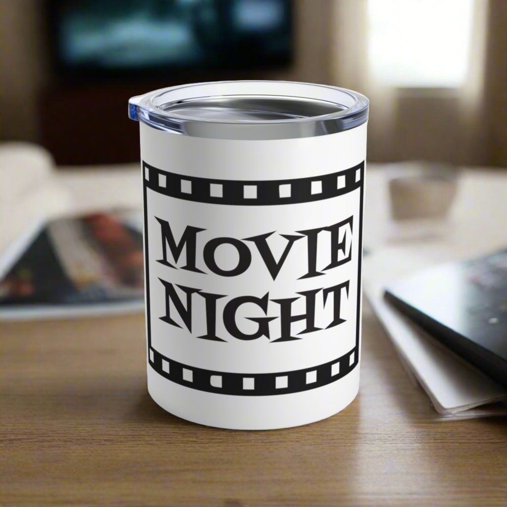 Movie Night Travel Tumbler 10oz Stainless Steel Retro Film Strip Atomic Era Design