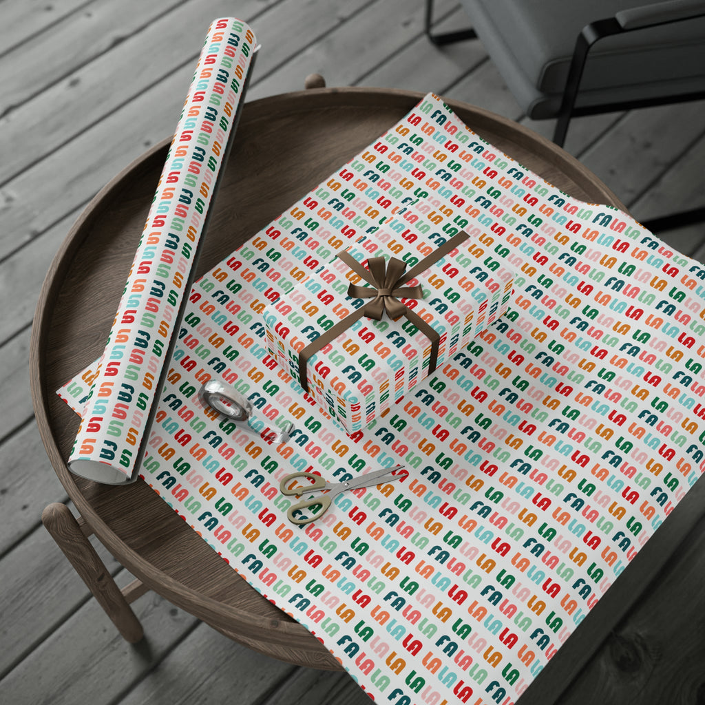 Fa La La La Retro Style Christmas Print Holiday Gift Wrap Paper - Glossy Or Matte