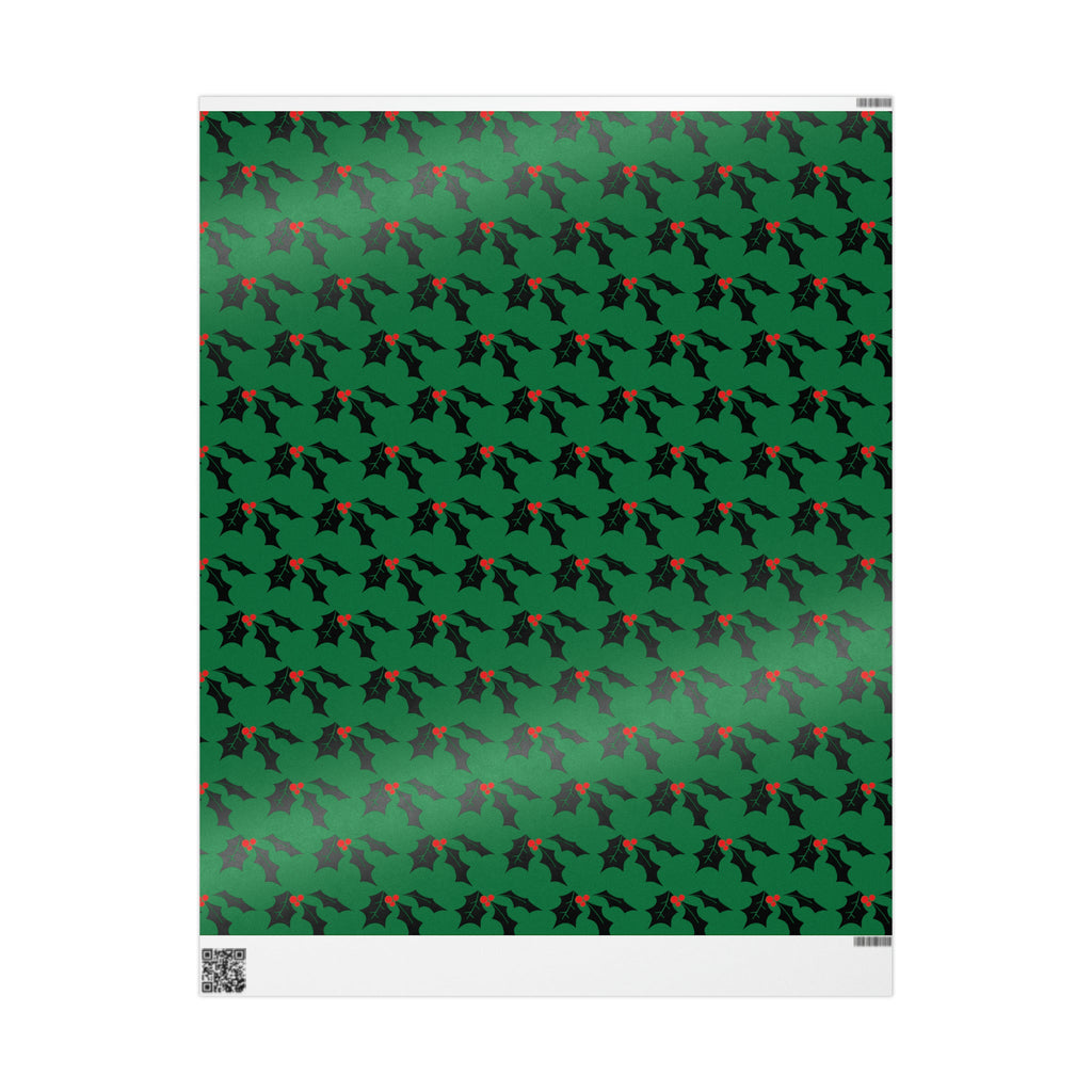 Christmas Holly Mid Century Retro Christmas Print Holiday Gift Wrap Paper - Glossy Or Matte