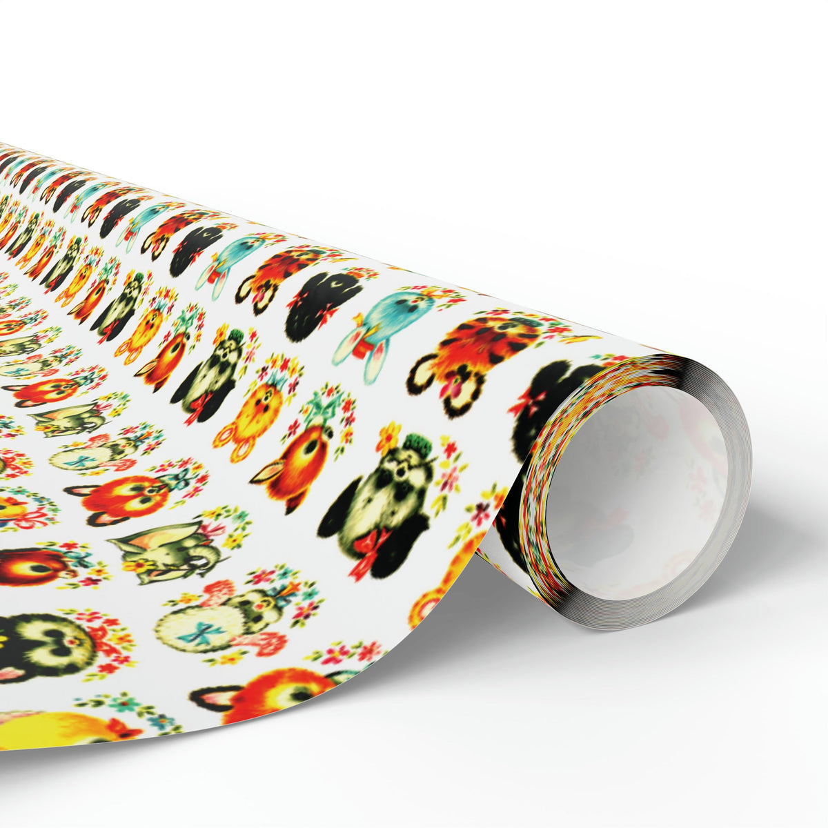 Cute Mid Century Baby Animals Mid Century Retro Print Baby Shower Birthday Holiday Gift Wrap Paper - Glossy Or Matte