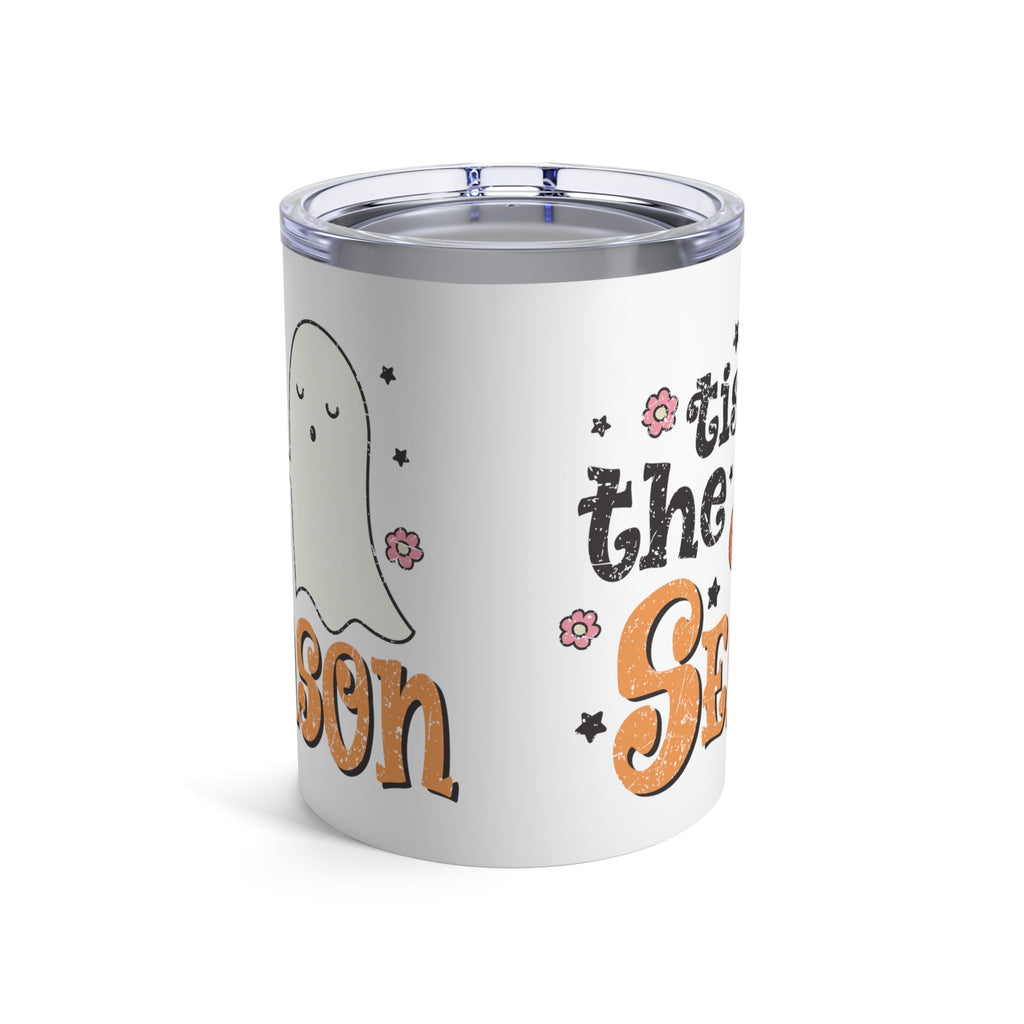 Tis The Season Trick Or Treat Ghost Distressed Halloween Print Autumn Retro Style Stainless Steel Tumbler 10oz