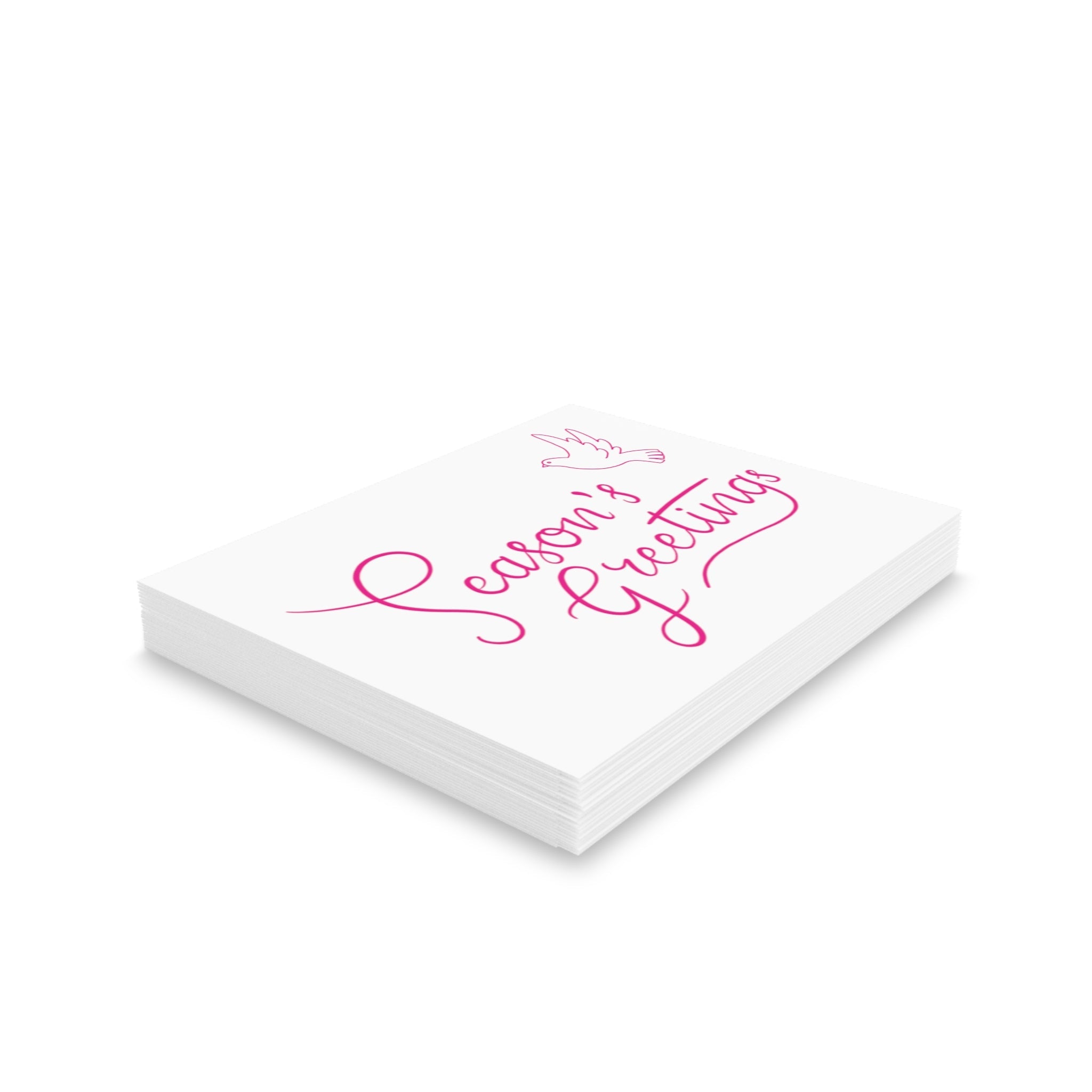 Season's Greetings Dove Pink Retro Christmas Style Matte Greeting Cards (8, 16, and 24 pcs)