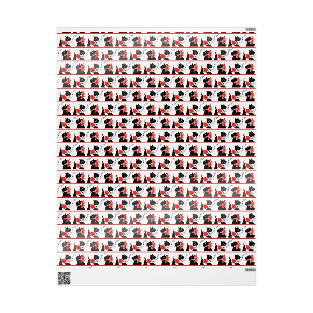 Best Wishes Christmas Scotties Mid Century Retro Christmas Print Holiday Gift Wrap Paper - Glossy Or Matte