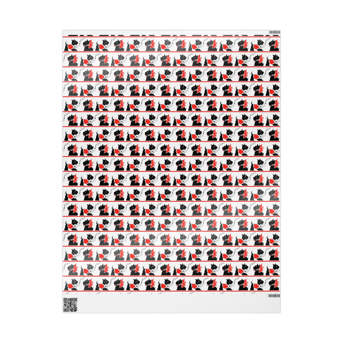 Best Wishes Christmas Scotties Mid Century Retro Christmas Print Holiday Gift Wrap Paper - Glossy Or Matte