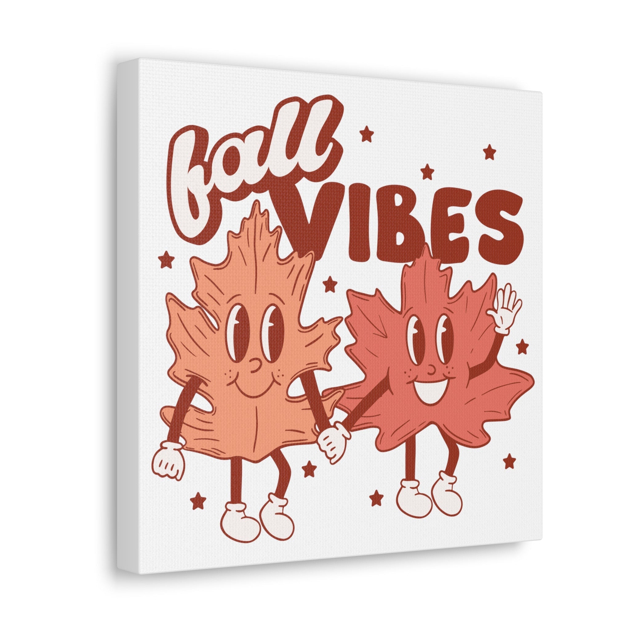 Fall Vibes Leaf Friends Retro Style Fall Autumn Canvas Gallery Wrap