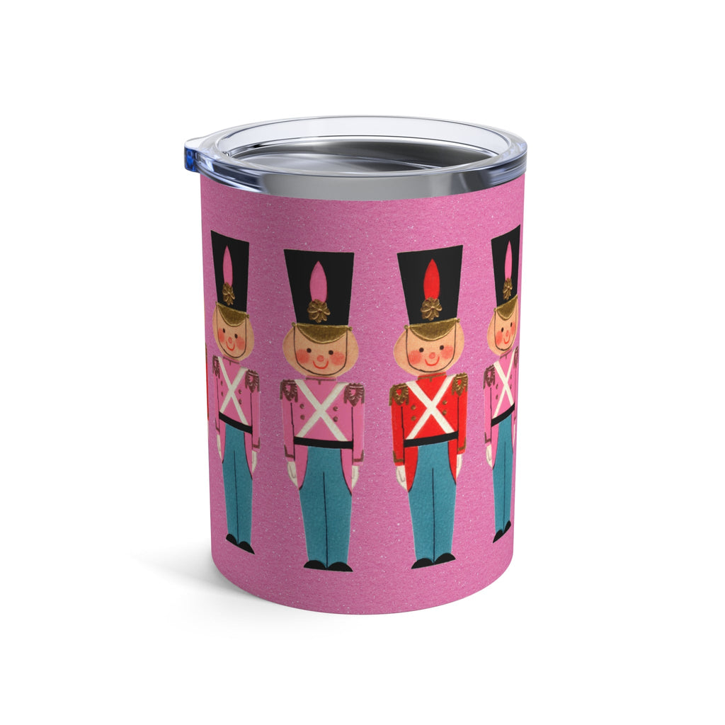 Christmas Toy Soldiers Pink Retro Mid Century Christmas Print Stainless Steel Tumbler 10oz