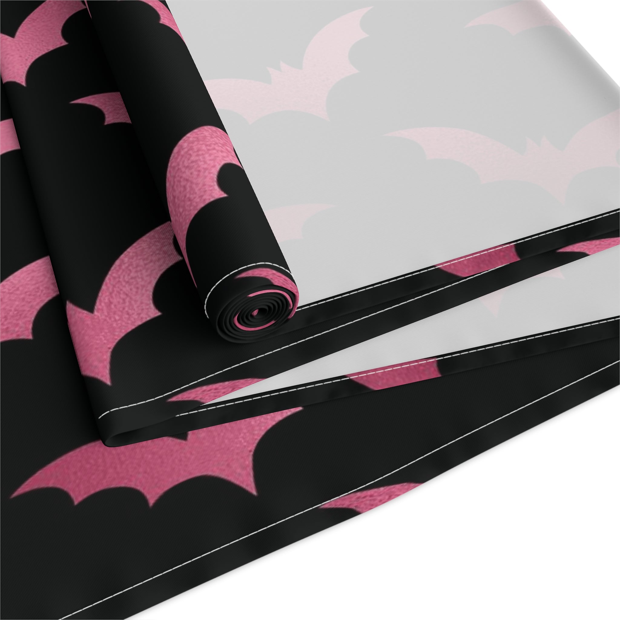 Pink Bats Halloween Decor Cotton Poly Table Runner