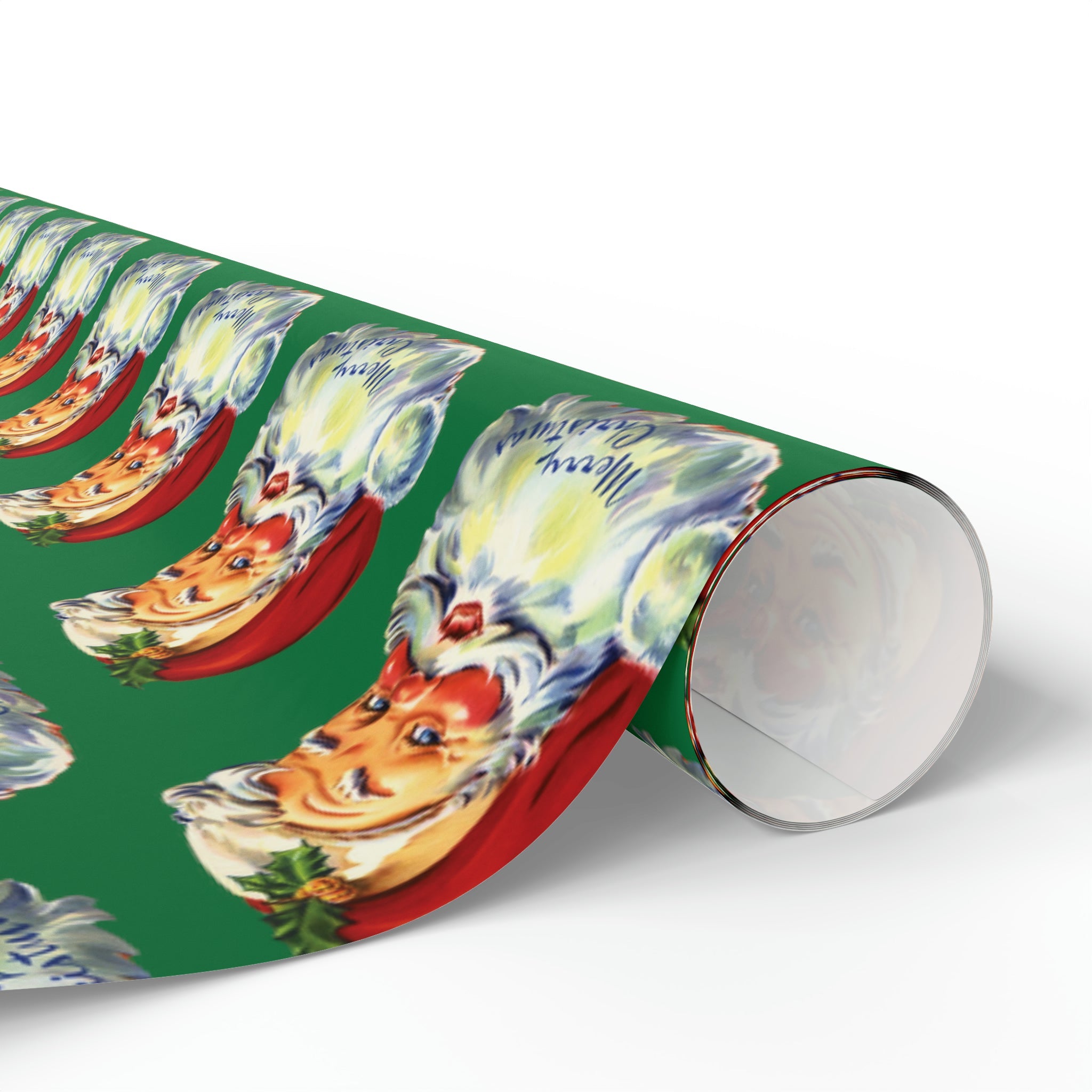 Merry Christmas Santa Retro Christmas Print Holiday Gift Wrap Paper - Glossy Or Matte